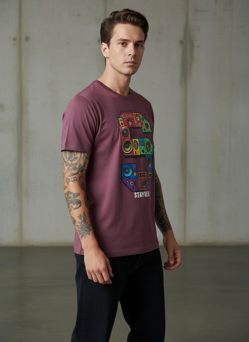 SR Musical Regular Fit Pink T-Shirt