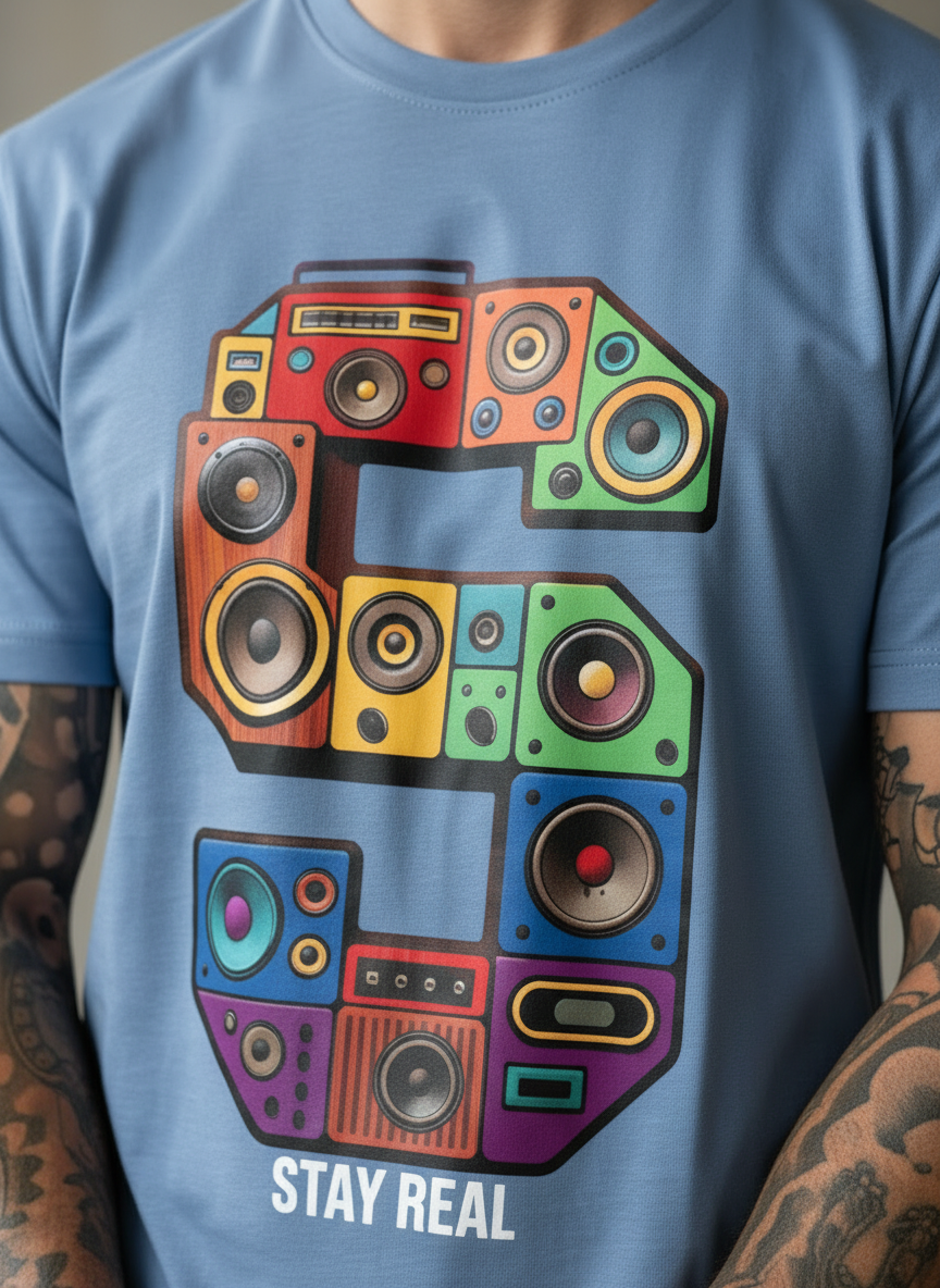 SR Musical Regular Fit Blue T-Shirt