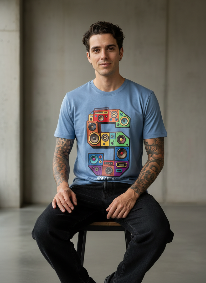 SR Musical Regular Fit Blue T-Shirt