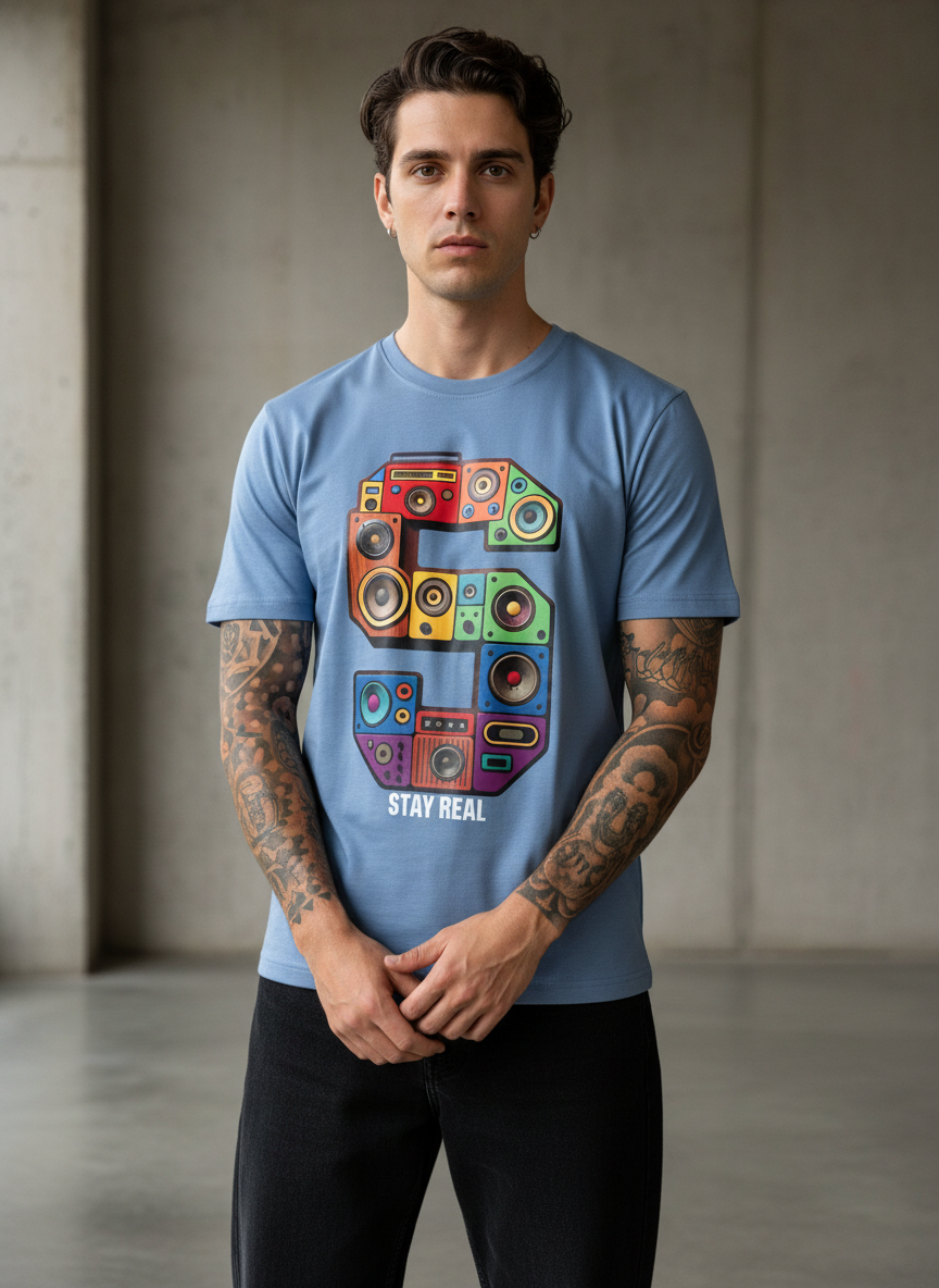 SR Musical Regular Fit Blue T-Shirt