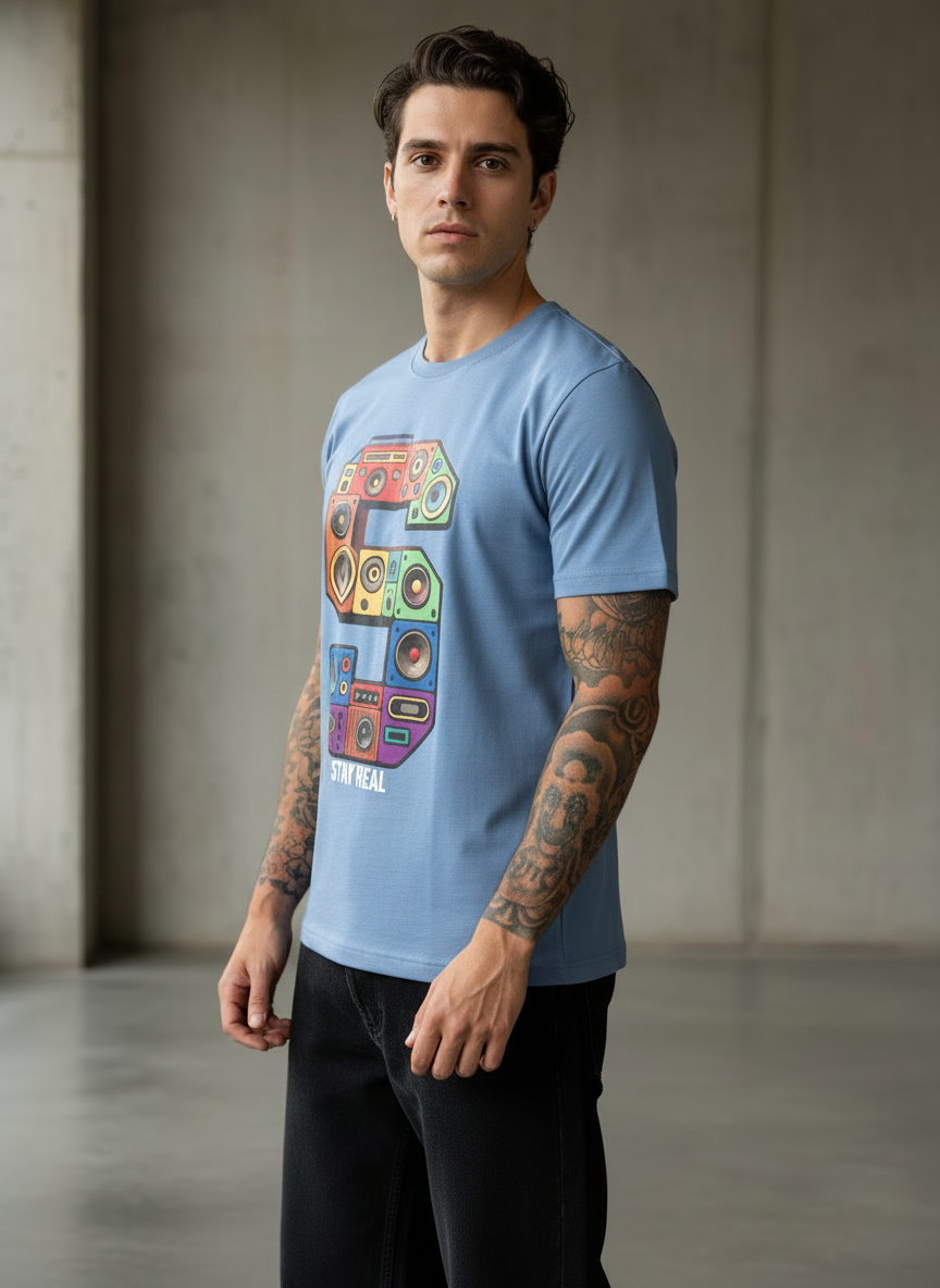 SR Musical Regular Fit Blue T-Shirt