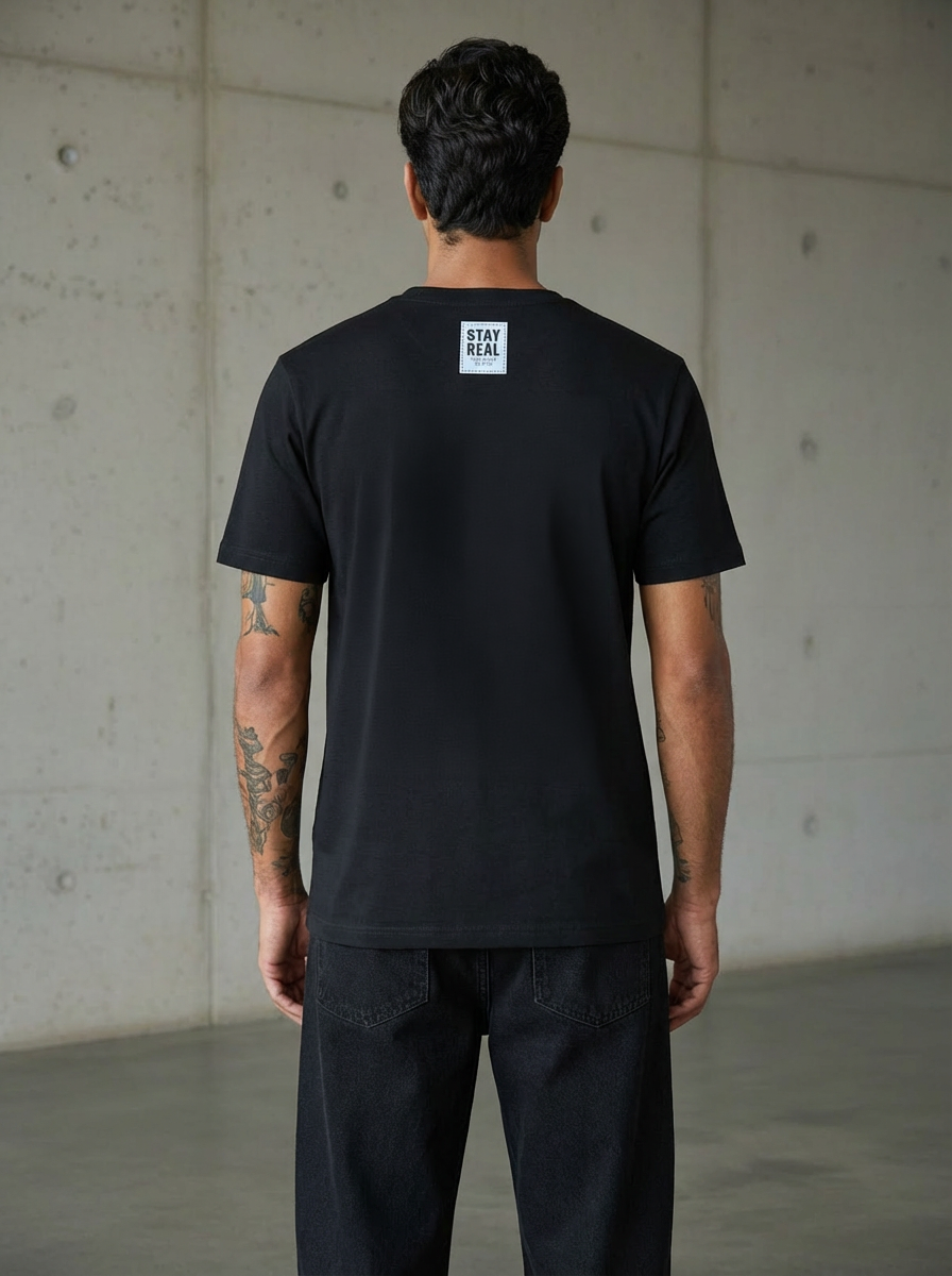 SR Musical Regular Fit Black T-Shirt