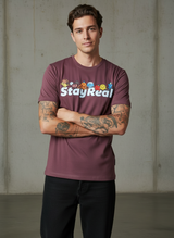 Stay Real Toons Regular Fit Pink T-Shirt