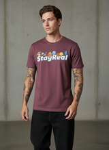 Stay Real Toons Regular Fit Pink T-Shirt
