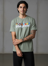 Stay Real Toons Regular Fit Green T-Shirt
