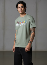 Stay Real Toons Regular Fit Green T-Shirt