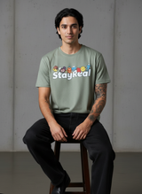 Stay Real Toons Regular Fit Green T-Shirt