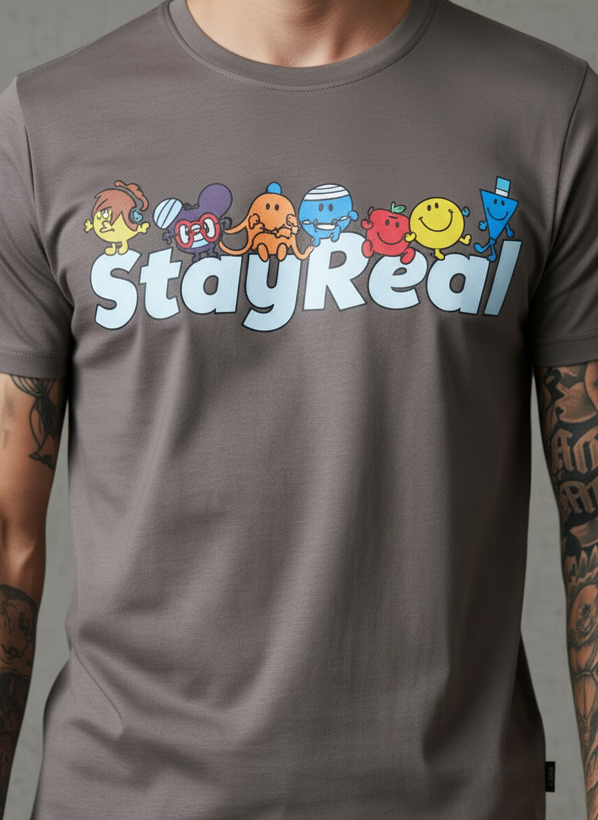 Stay Real Toons Regular Fit Brown T-Shirt