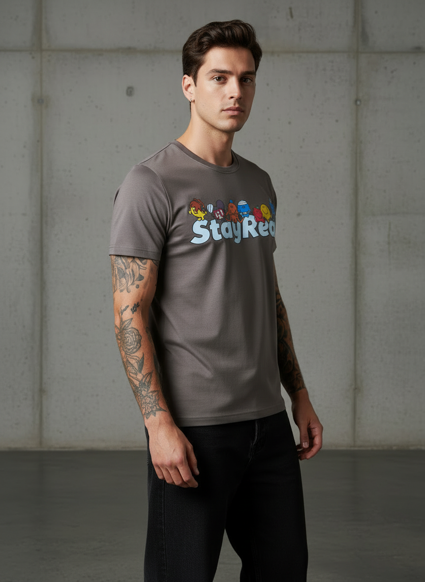 Stay Real Toons Regular Fit Brown T-Shirt