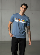 Stay Real Toons Regular Fit Blue T-Shirt