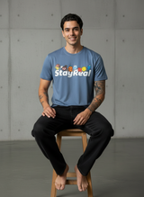 Stay Real Toons Regular Fit Blue T-Shirt