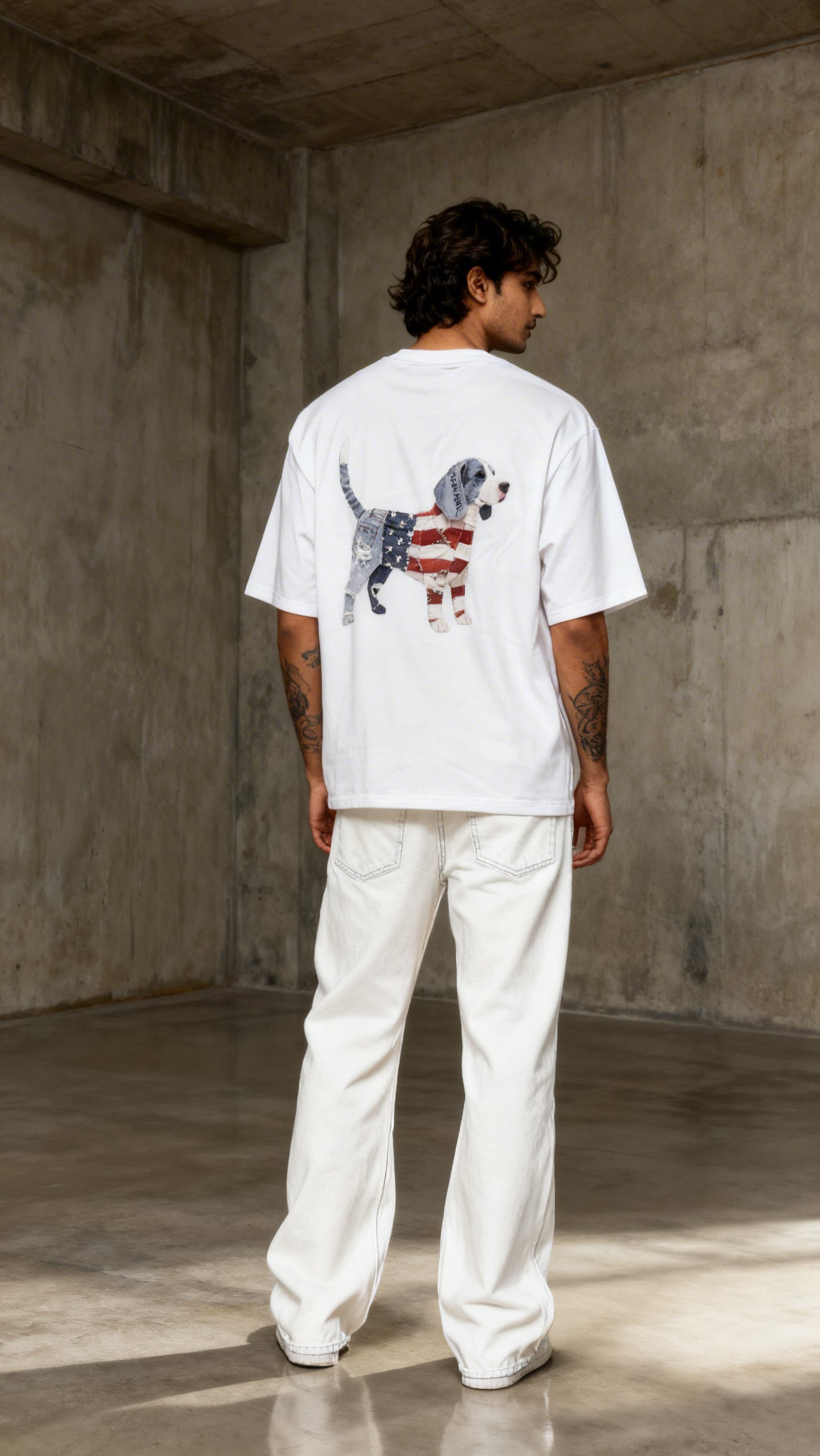 American Dog Oversized White T-Shirt