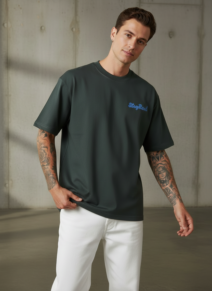 Shihtzu Dog Oversized Dark Green T-Shirt