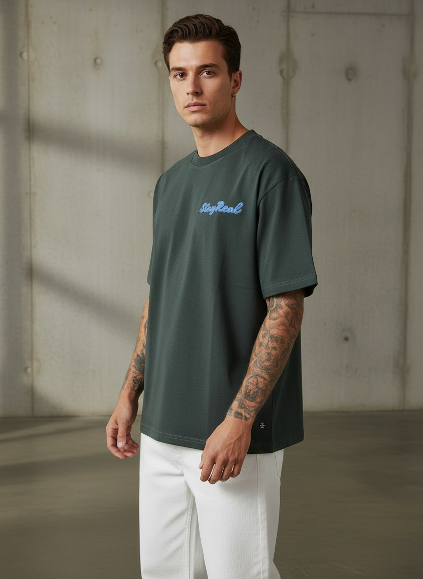 Shihtzu Dog Oversized Dark Green T-Shirt