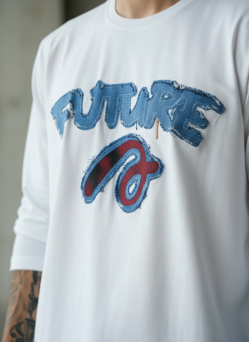 Future White Regular Full Sleeves T-Shirt