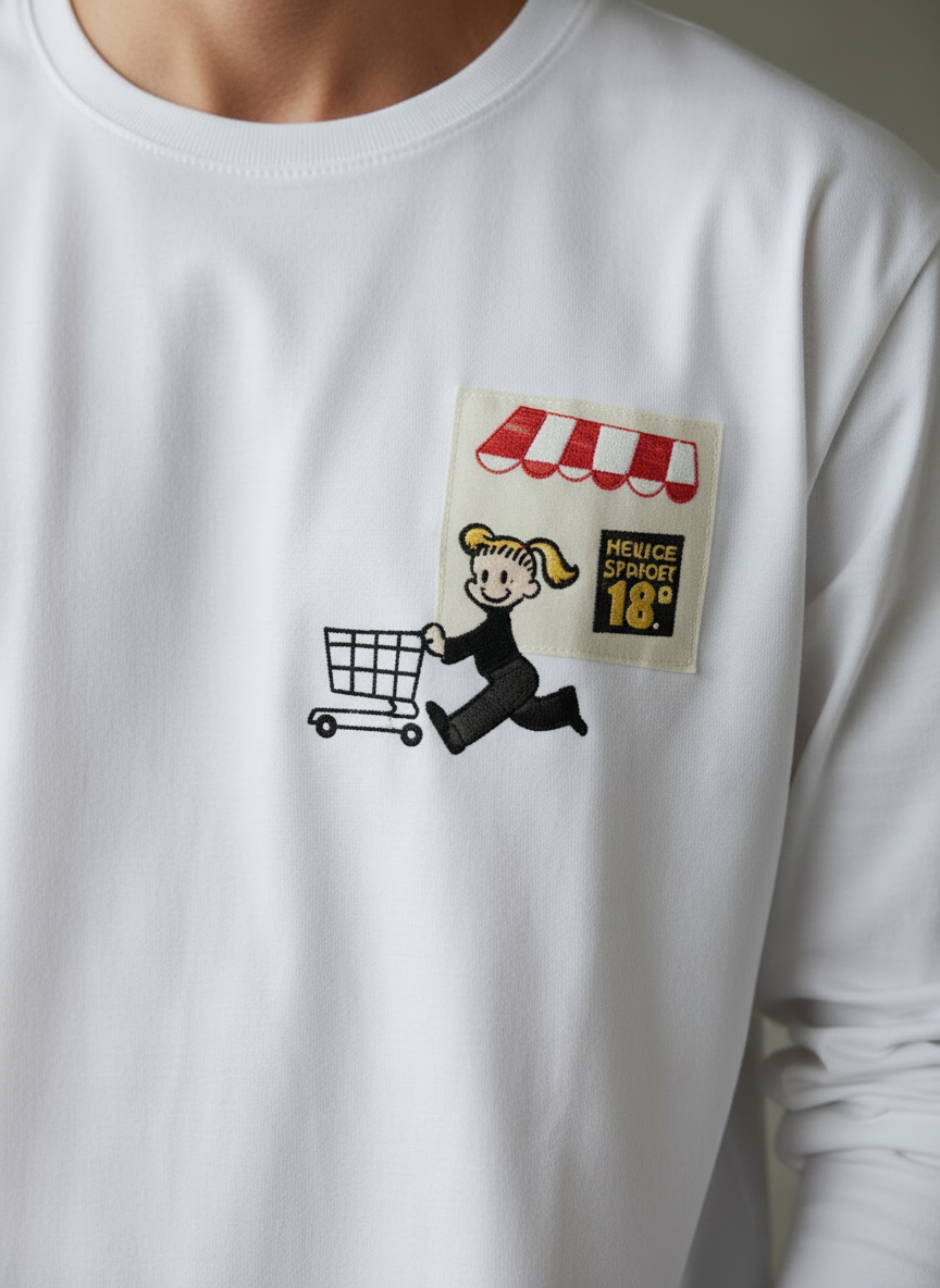 Cart Pocket White Regular Full Sleeves T-Shirt
