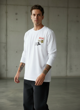 Cart Pocket White Regular Full Sleeves T-Shirt